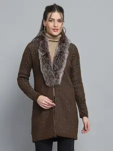 Monte Carlo Women Woollen Longline with Fuzzy Detail