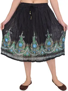 Exotic India Printed Sequined Knee Skirts