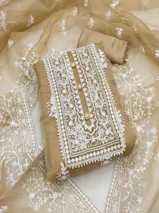 KIMISHA Floral Embroidered Organza Unstitched Dress Material