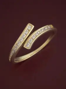 Kushal's Fashion Jewellery Sterling Silver Gold-Plated CZ Studded Temple Finger Ring