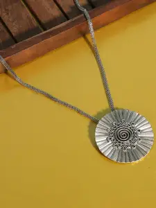 Anouk Silver-Plated Minimal Oxidised Spiral Necklace