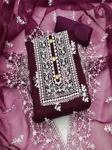 KIMISHA Floral Embroidered Organza Unstitched Dress Material