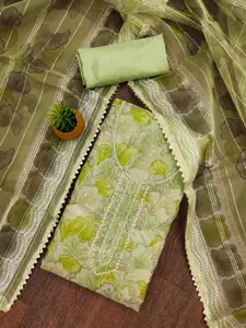 KIMISHA Floral Embellished Organza Unstitched Dress Material