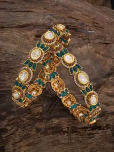 Kushal's Fashion Jewellery Embellished Bridal Set Of 2Victorian Zircon Kundan Bangle