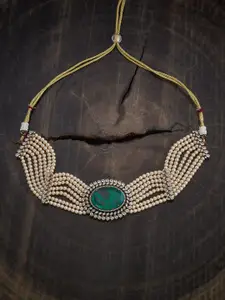 Kushal's Fashion Jewellery  Copper Mint Victorian-Plated Cubic-Zircon Necklace