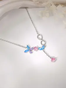 GIVA 925 Silver Blue Butterfly Infinity Necklace