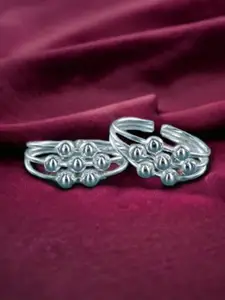 Taraash Set Of 2 92.5 Sterling Silver Silver-Plated Toe Rings