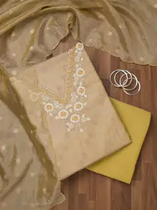 Koskii Floral Embroidered Beads and Stones Unstitched Dress Material