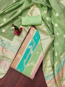 KIMISHA Floral Woven Design Beads And Stones Unstitched Dress Material