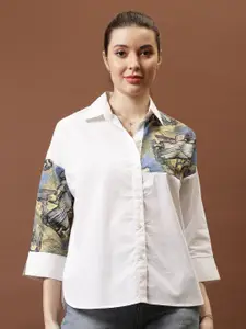 Athena Immutable Women Relaxed Fit Mandarin Collar Abstract Printed Cotton Casual Shirt