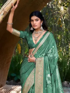 Saree mall Floral Zari Silk Blend Designer Tussar Sarees