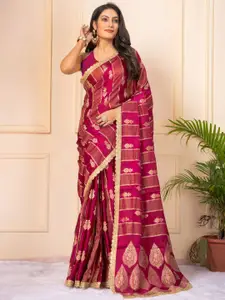 KAJREE Women  Woven Design Zari Pure Silk Jamdani Saree
