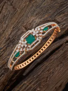 Kushal's Fashion Jewellery   Women Green Cubic Zircon Studded Kada Bangle