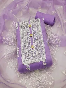 KIMISHA Floral Embroidered Organza Unstitched Dress Material