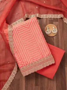 Koskii Bandhani Printed Tissue Unstitched Dress Material