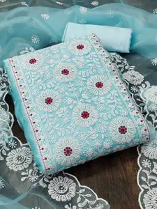 KIMISHA Floral Embroidered Organza Unstitched Dress Material