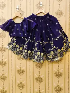 BAESD Girls Floral Embroidered Sequinned Georgette Ready to Wear Lehenga & Blouse