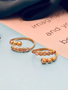 Anouk Gold-Plated American Diamond Toe Rings