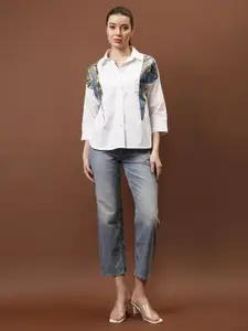 Athena Immutable Women Relaxed Fit Spread Collar Abstract Printed Cotton Casual Shirt