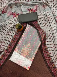 KIMISHA Ethnic Motifs Printed Organza Unstitched Dress Material