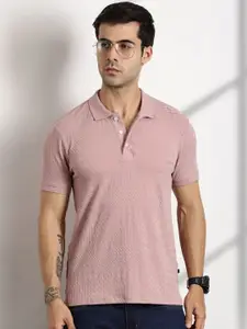 Thomas Scott Men Self Design Polo Collar T-shirt