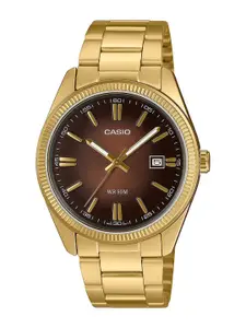 CASIO Men Patterned Dial & Stainless Steel Straps Analogue Watch A2375