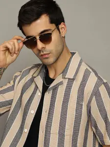 The Roadster Lifestyle Co. Men Premium Relaxed Fit Vertical Striped Cotton Casual Shirt