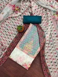 KIMISHA Floral Printed Organza Unstitched Dress Material