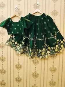 BAESD Girls Embroidered Sequinned Silk Georgette Ready To Wear Lehenga & Blouse
