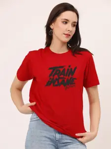 Leotude Women Typography Printed Round Neck Cotton T-shirt