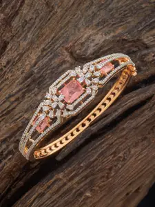 Kushal's Fashion Jewellery   Women Ruby Cubic Zircon Studded Kada Bangle