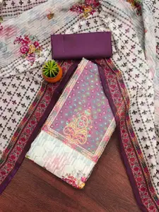 KIMISHA Ethnic Motifs Printed Organza Unstitched Dress Material