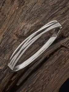 Kushal's Fashion Jewellery Rhodium-Plated Zircon-Studded Bangle