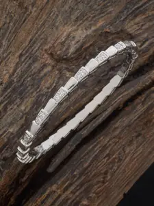 Kushal's Fashion Jewellery Rhodium-Plated Zircon-Studded Bangle