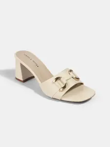 LEMON & PEPPER Women Block Heel Sandals with Buckles