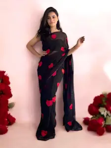 HMP Fashion Embroidered Pure Georgette Saree with Blouse Piece