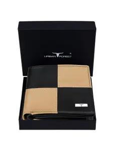 URBAN FOREST Men Colourblocked Leather Two Fold Wallet