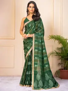 KAJREE Woven Design Embroidered Pure Silk Saree