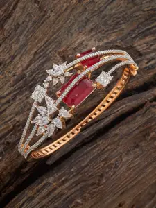 Kushal's Fashion Jewellery  Green Gold-Plated Cubic Zircon Studded Bangle