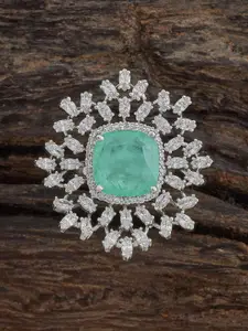 Kushal's Fashion Jewellery Rhodium-Plated Zircon-Embellished Bridal Adjustable Finger Ring