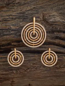 Kushal's Fashion Jewellery Gold-Plated Zircon Embellished Bridal Contemporary Earrings
