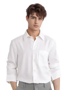 RARE RABBIT Men Comfort Relaxed Fit Spread Collar Solid Formal Shirt