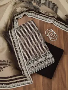 Koskii Floral Stonework Embroidered Unstitched Dress Material