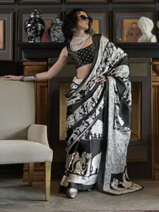 Stylum Kalamkari Printed Satin Saree