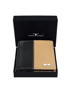 URBAN FOREST Men Colourblocked Leather Two Fold Wallet