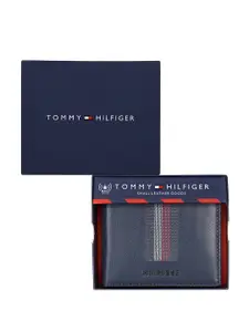 Tommy Hilfiger Men Typography Textured Leather Two Fold Wallet