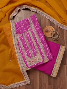 Koskii Ethnic Motifs Printed Sequinned Unstitched Dress Material