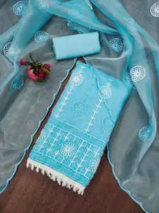 KIMISHA Floral Embellished Organza Unstitched Dress Material