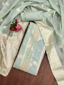 KIMISHA Floral Woven Design Beads And Stones Unstitched Dress Material