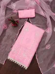 KIMISHA Floral Embroidered Organza Unstitched Dress Material